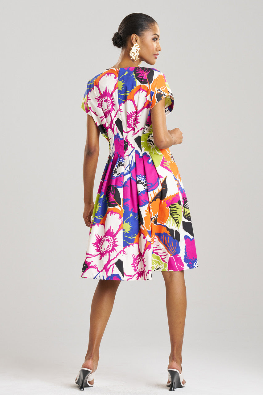 Cote D'Azur Cotton Chino Fit & Flare Pleated Dress