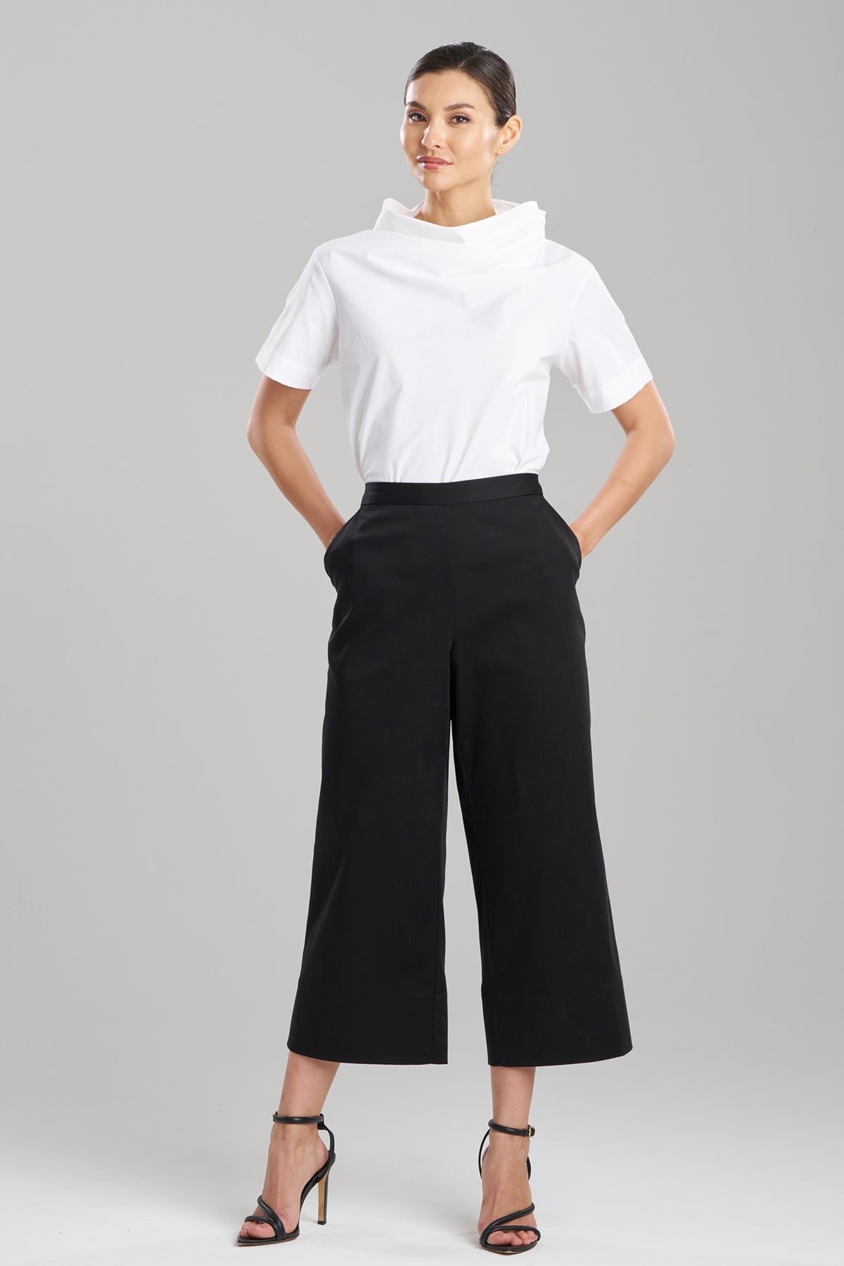 Cotton Chino Pull On Cropped Pants