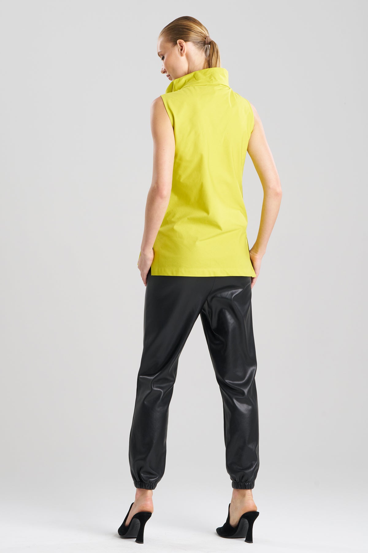 Cotton Poplin Funnel Neck Top