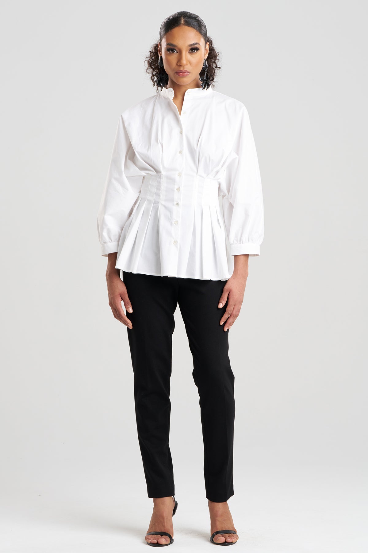 Cotton Poplin Pleated Shirt