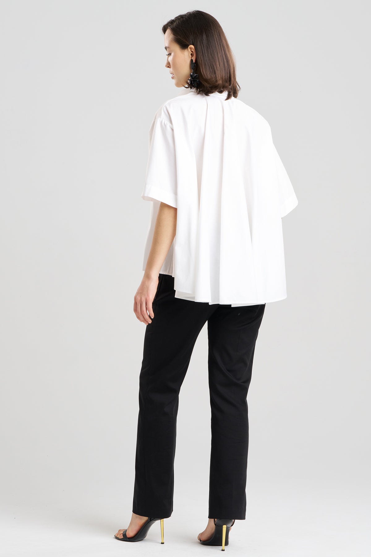 Cotton Poplin Short Sleeve Trapeze Shirt