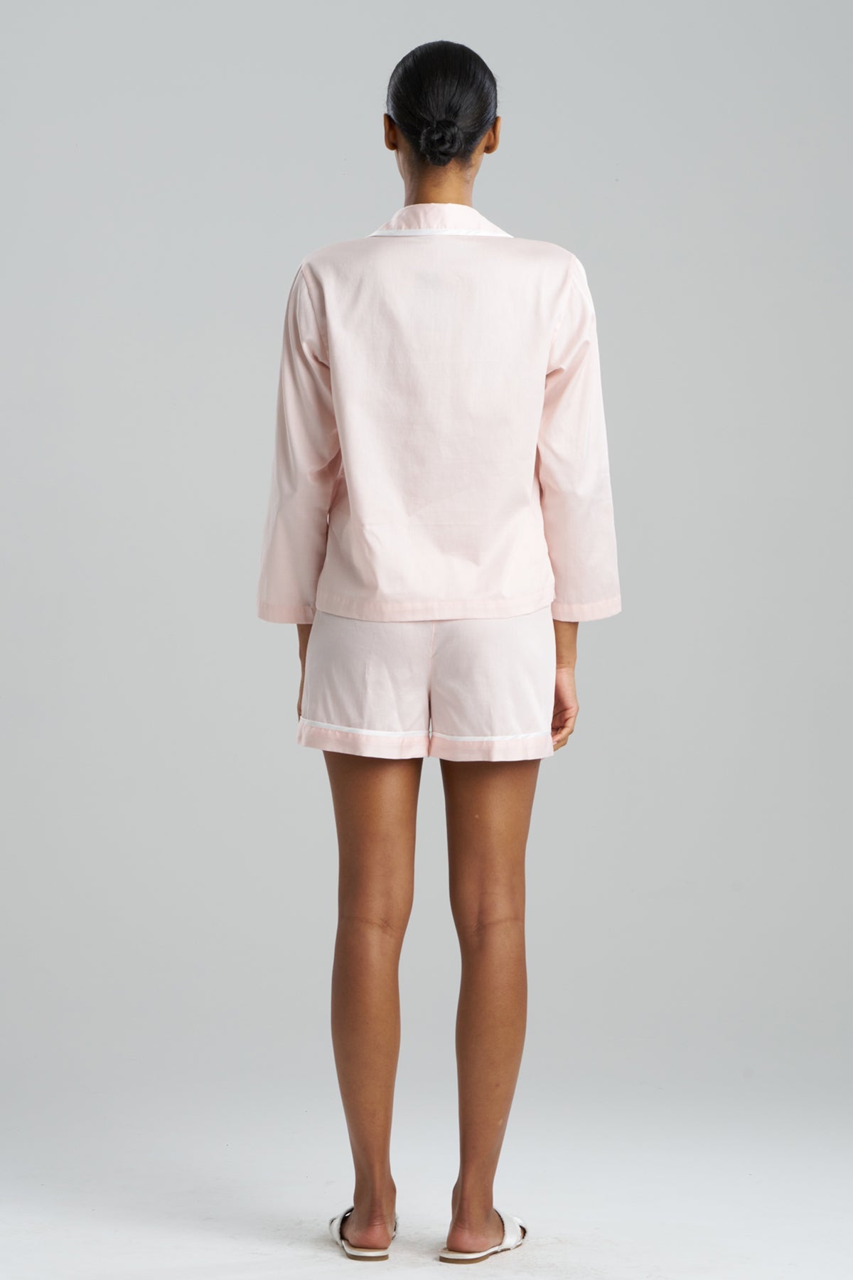 Cotton Sateen Embroidered Essentials Notch Shorts PJ