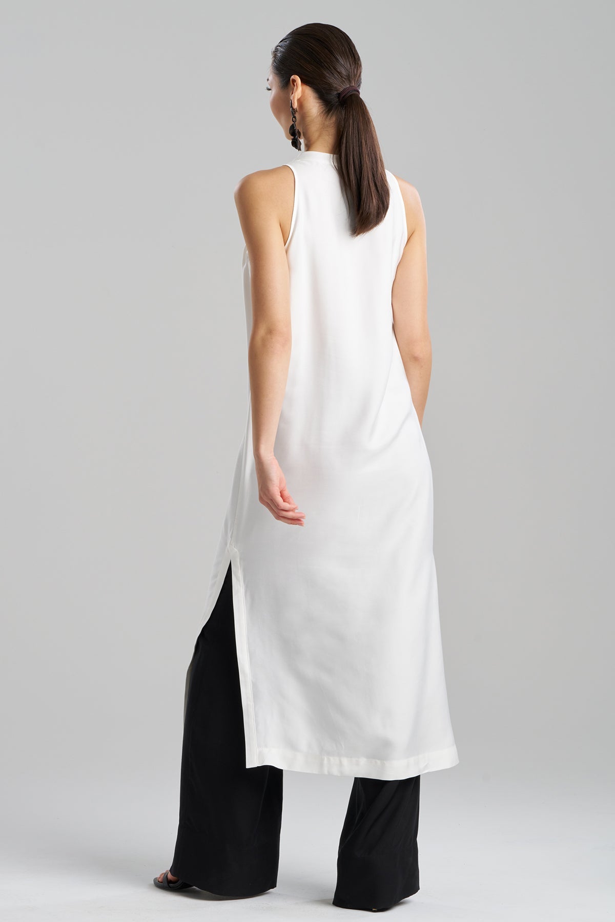Cotton Silk Twill Sleeveless Tunic