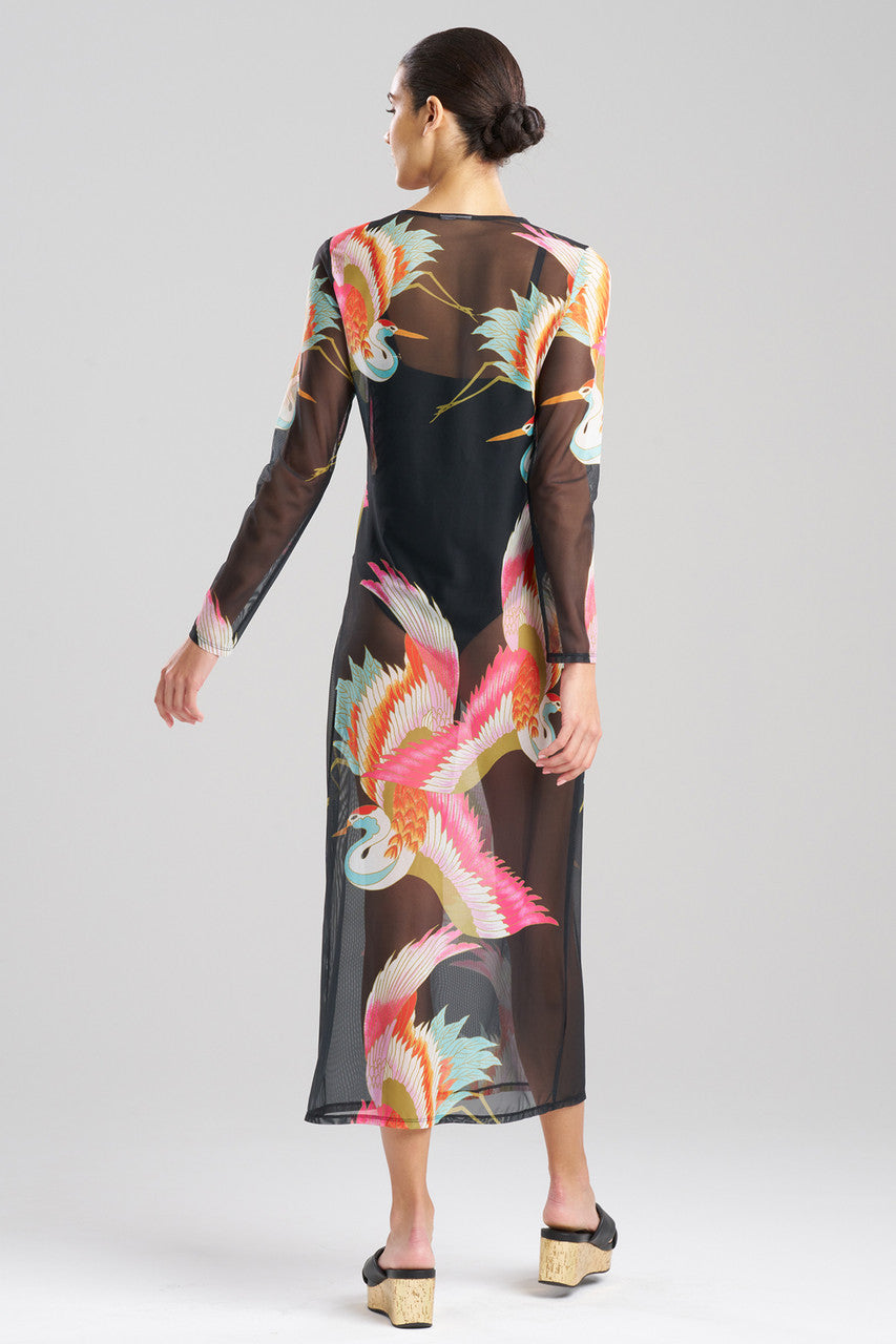 Crane Mesh Long Sleeve Sheer Dress