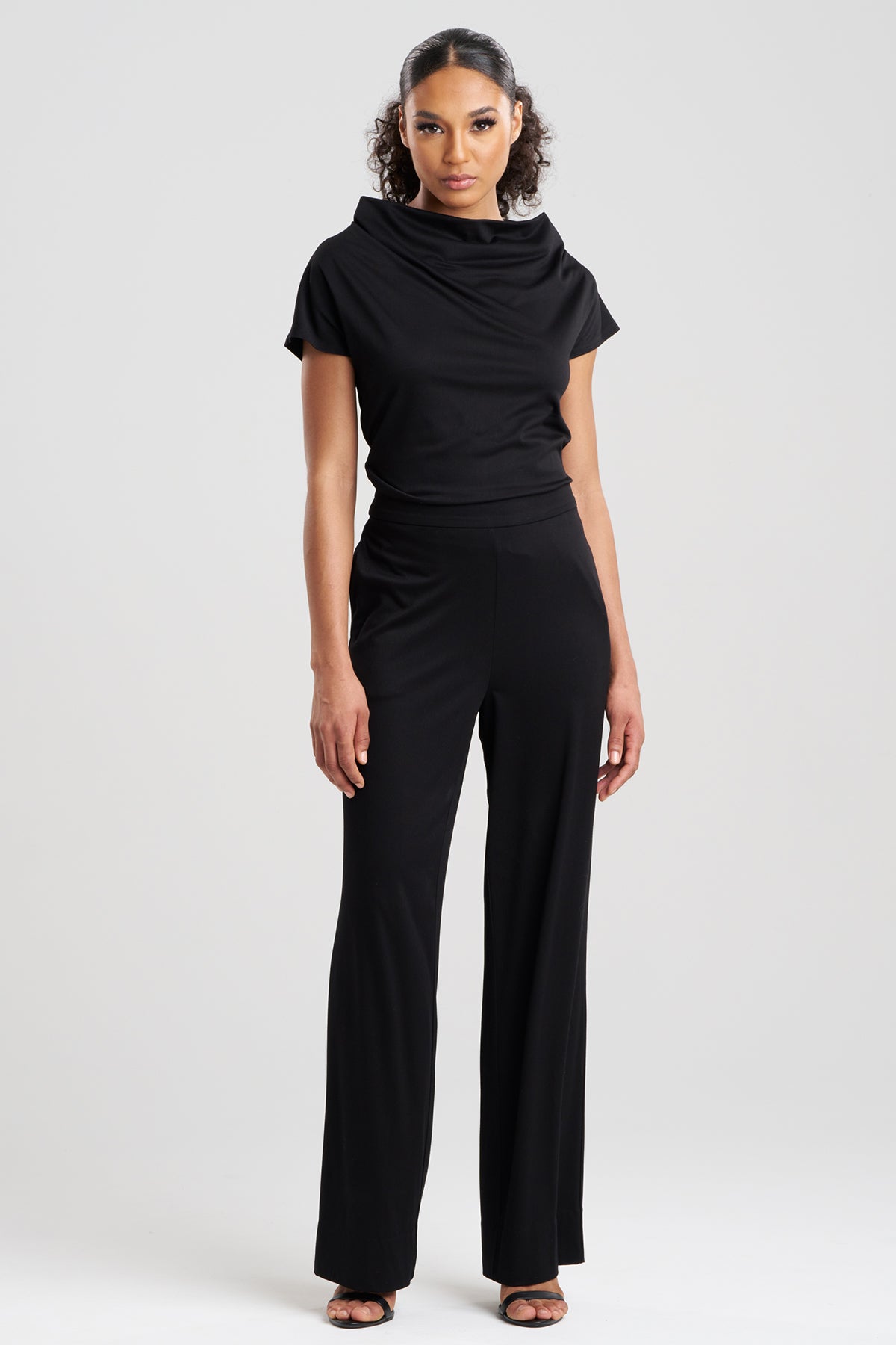 Crepe Knit Wide Pull On Pants