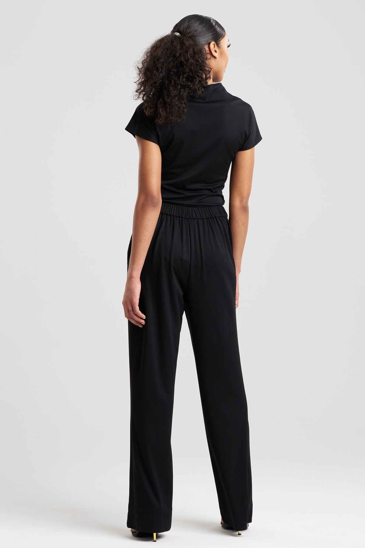 Crepe Knit Wide Pull On Pants