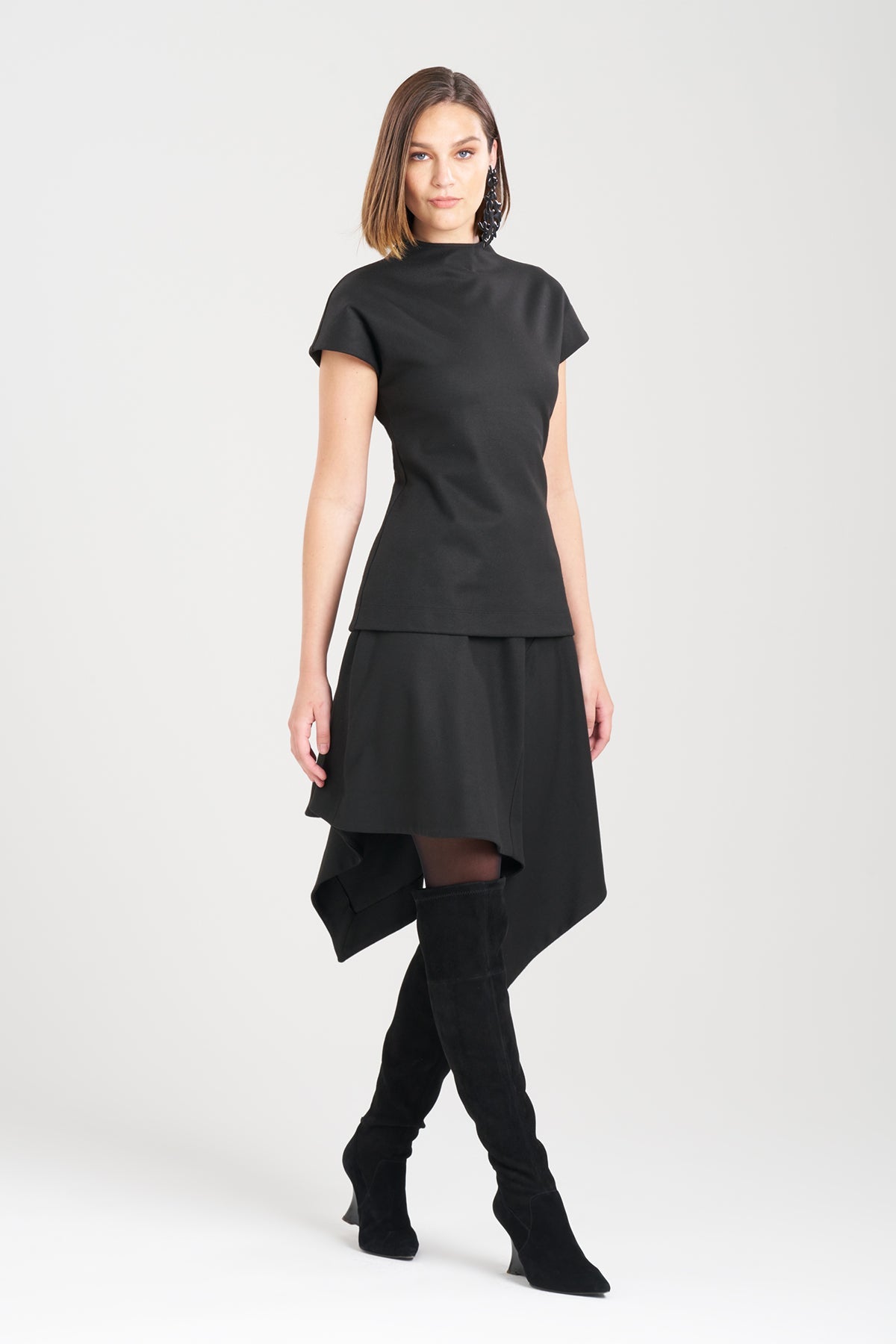 Double Jersey Funnel Neck Top