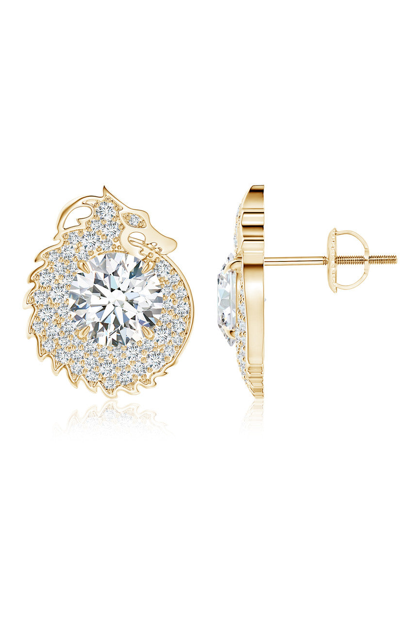Dragon Lab-Grown 14K Gold Round Diamond Earrings