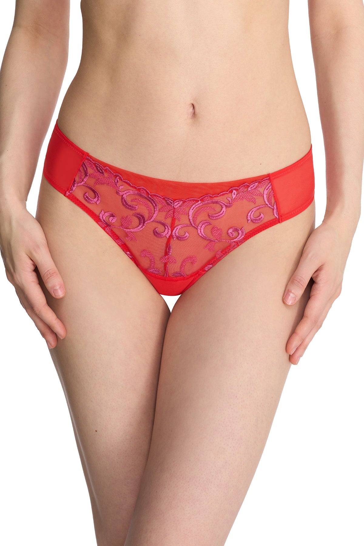 Embellished Thong - Neon Red/Raspberry Glaze