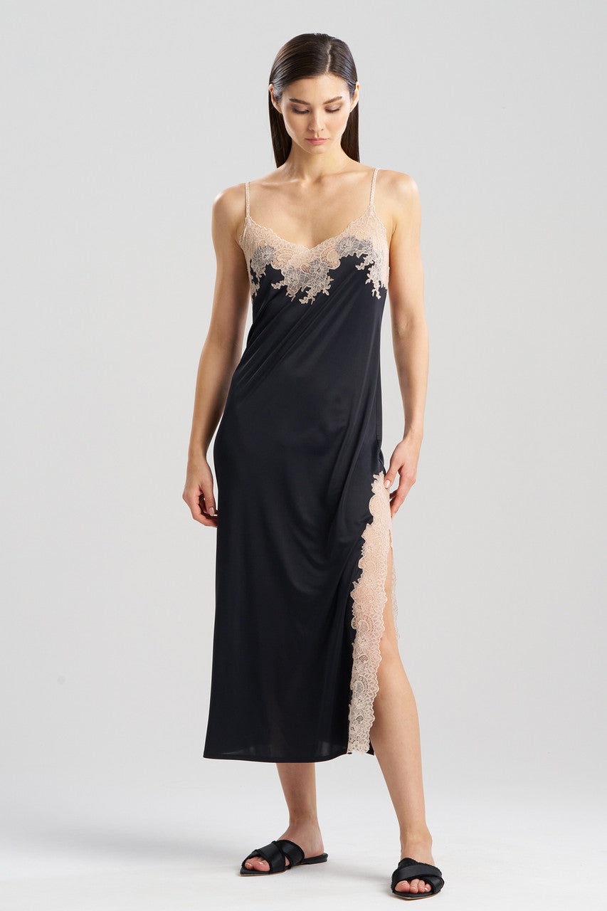 Enchant Lace Slit Slip Dress