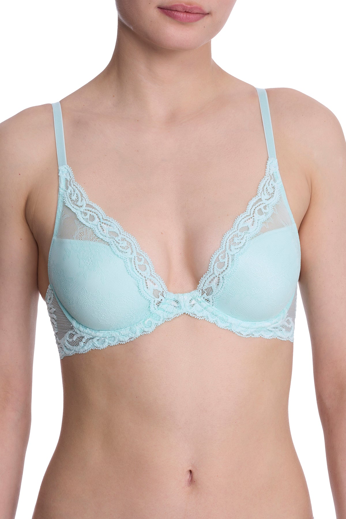 Feathers Plunge T-Shirt Bra - Whipped Mint Lace/Mint Glass