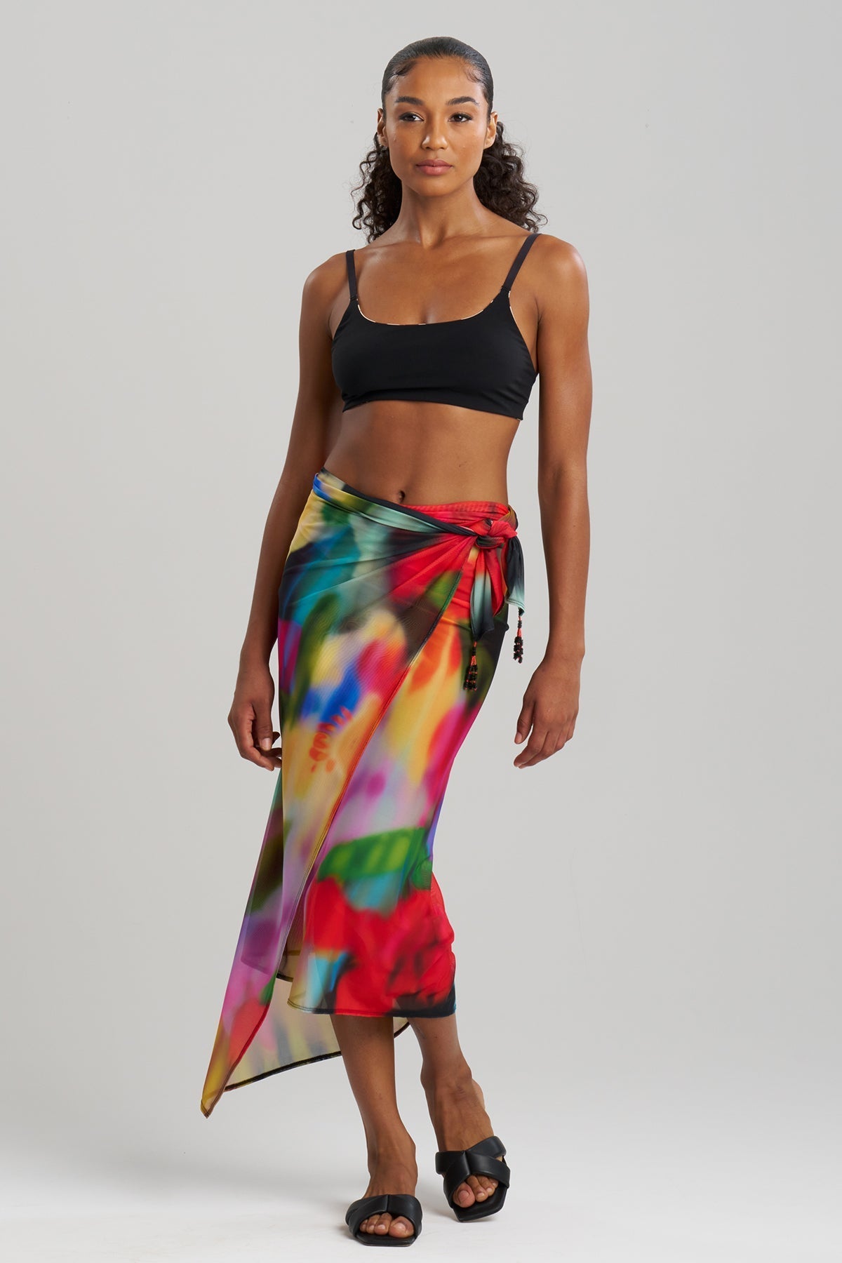 Floral Mirage Printed Mesh Pareo