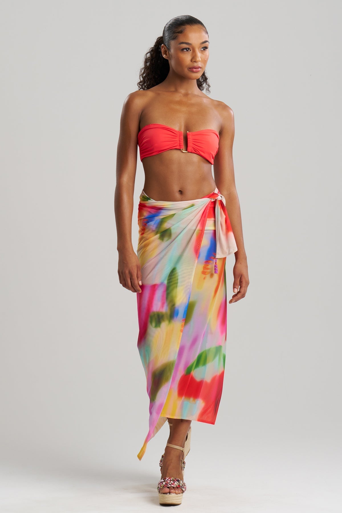 Floral Mirage Printed Mesh Pareo