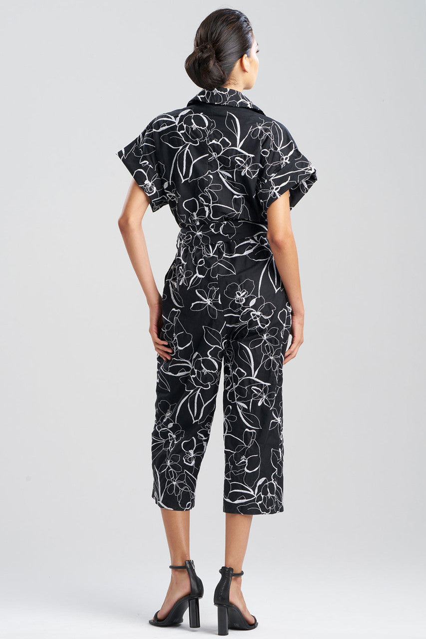 Flower Stencil Embroidered Jumpsuit