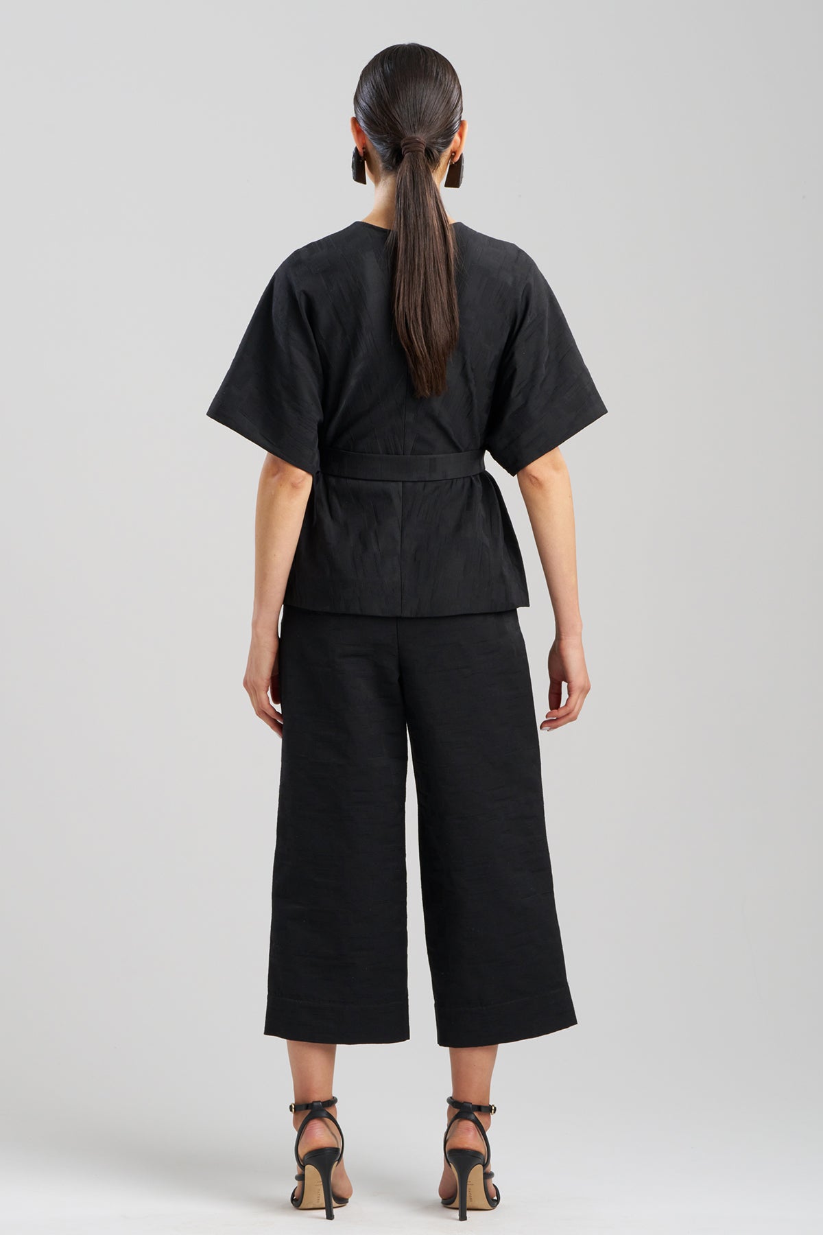 Geo Texture Jacquard Kimono Wrap Top