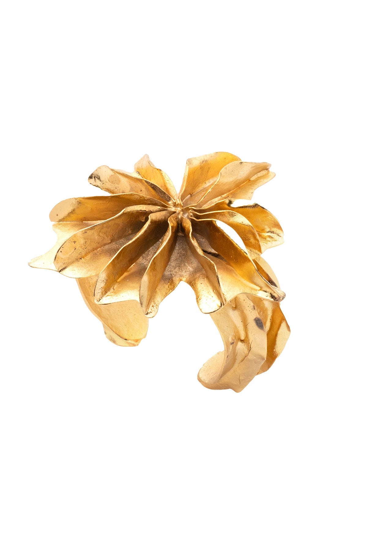 Gold Plated Brass Floral Cuff Bracelet