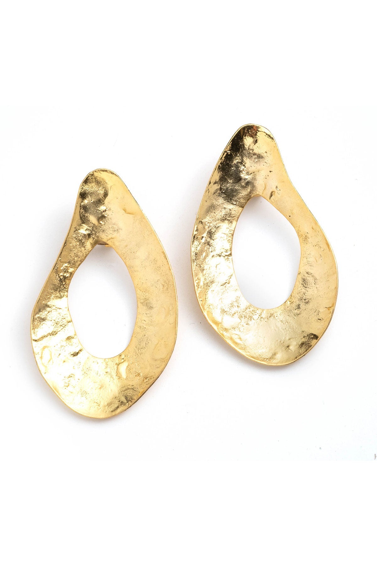 Gold Plated Brass Oval Earrings
