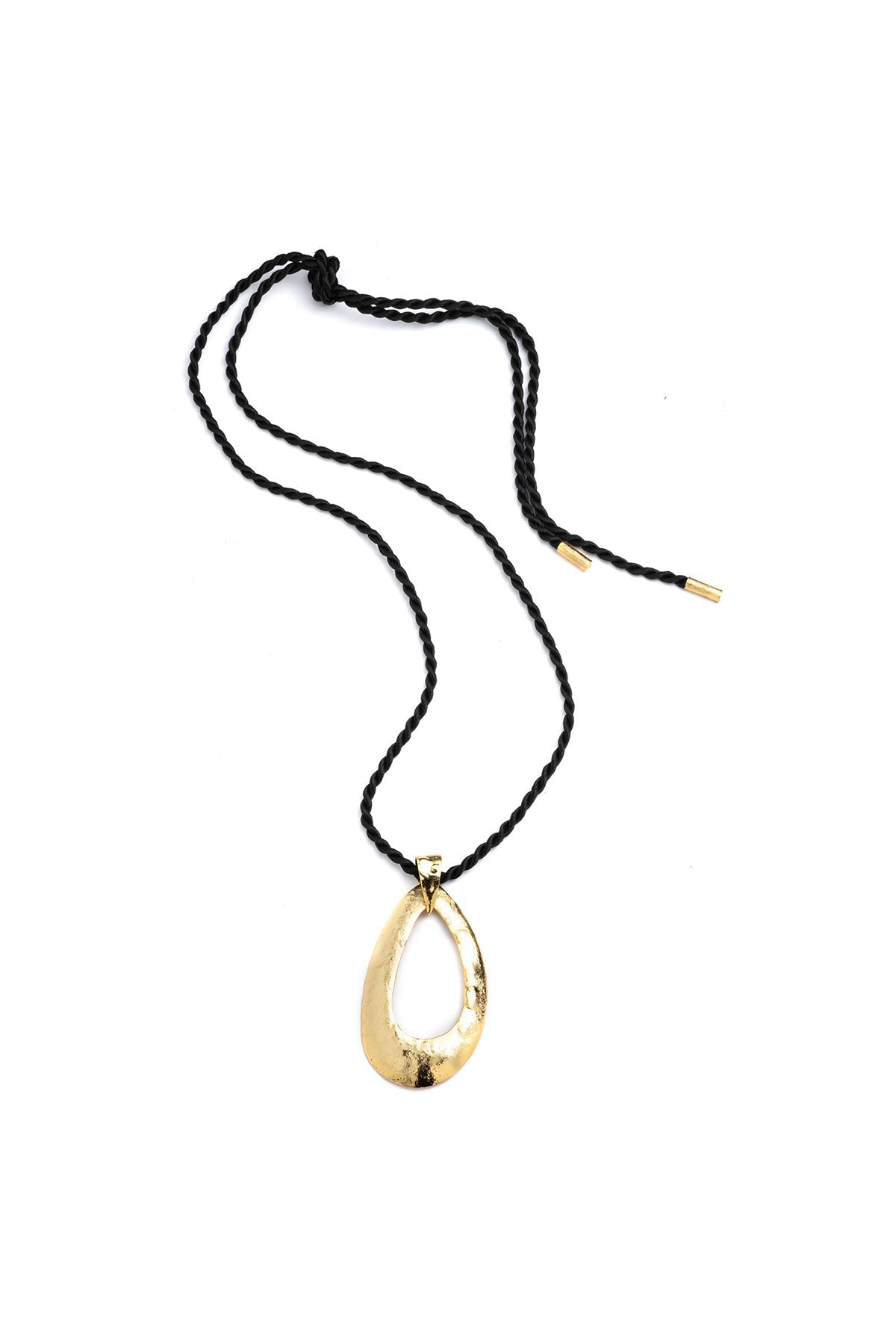 Gold Plated Brass Oval Pendant Necklace