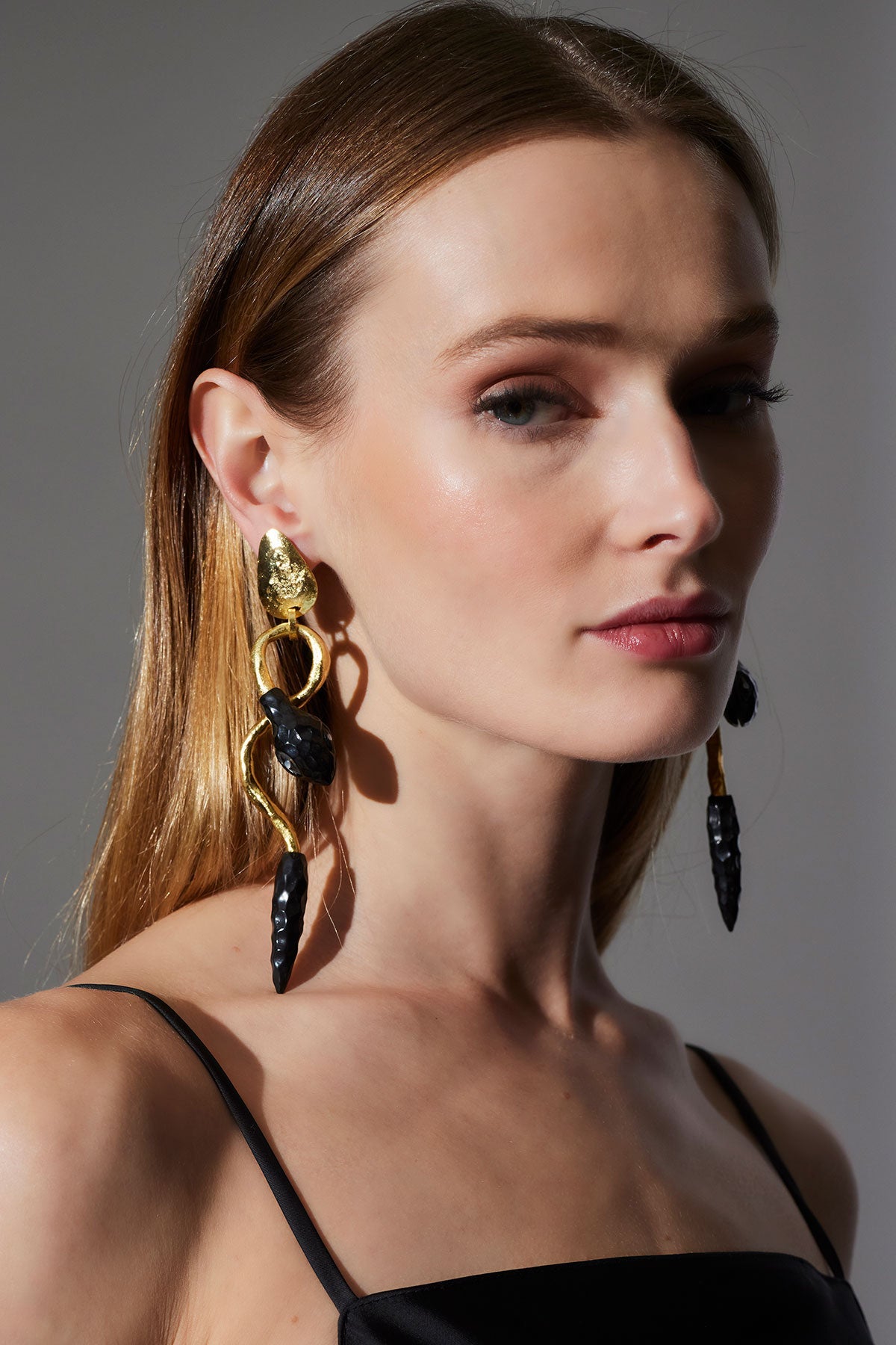 Gold Plated Brass Snake Earrings