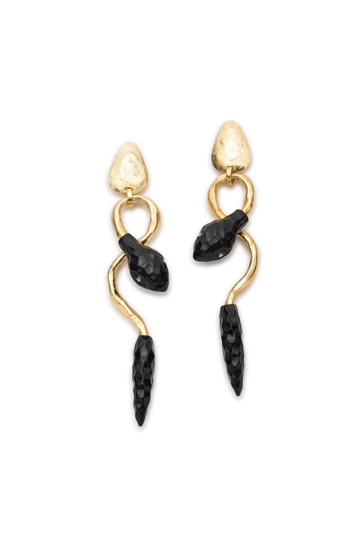 Gold Plated Brass Snake Earrings
