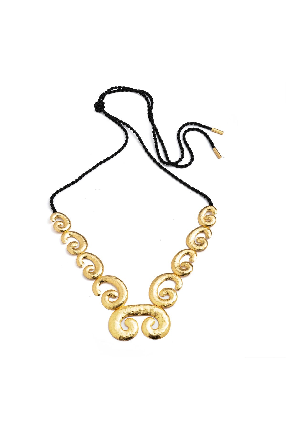 Gold Plated Brass Swirl Pendant Necklace