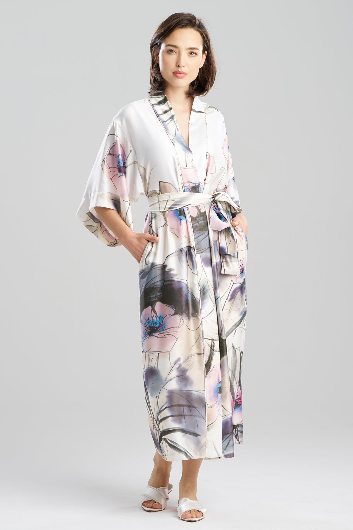 Hiyaku Printed Charmeuse Robe