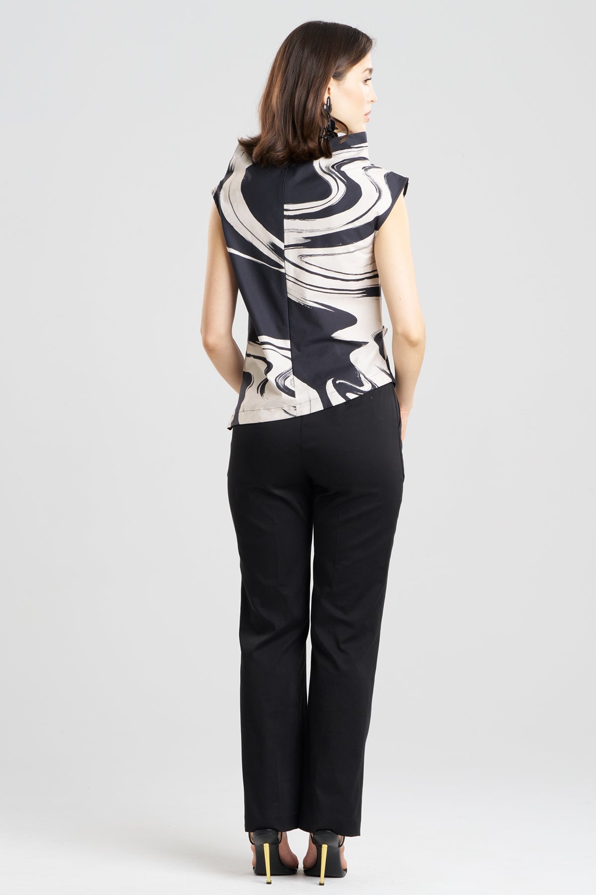 Kaze Cotton Asymmetric Funnel Neck Top