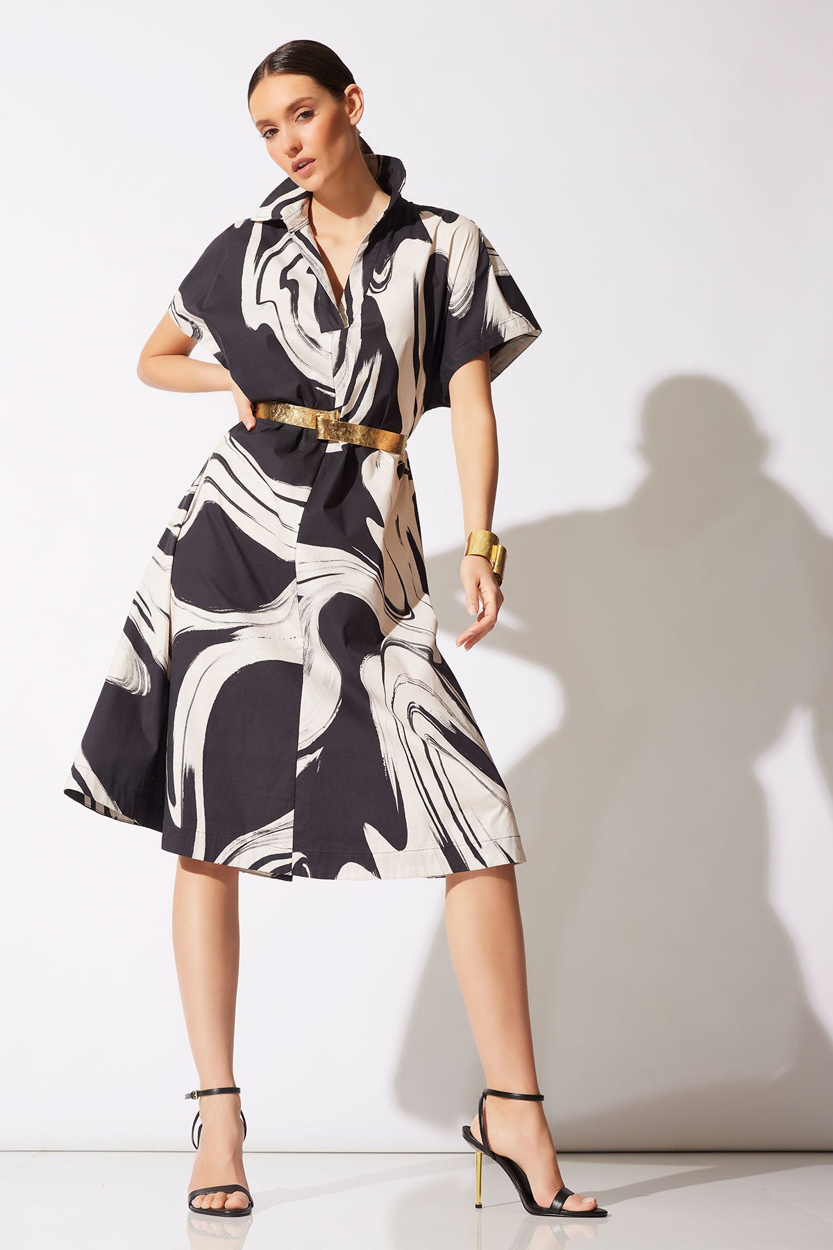 Kaze Cotton Short Sleeve Trapeze Dress