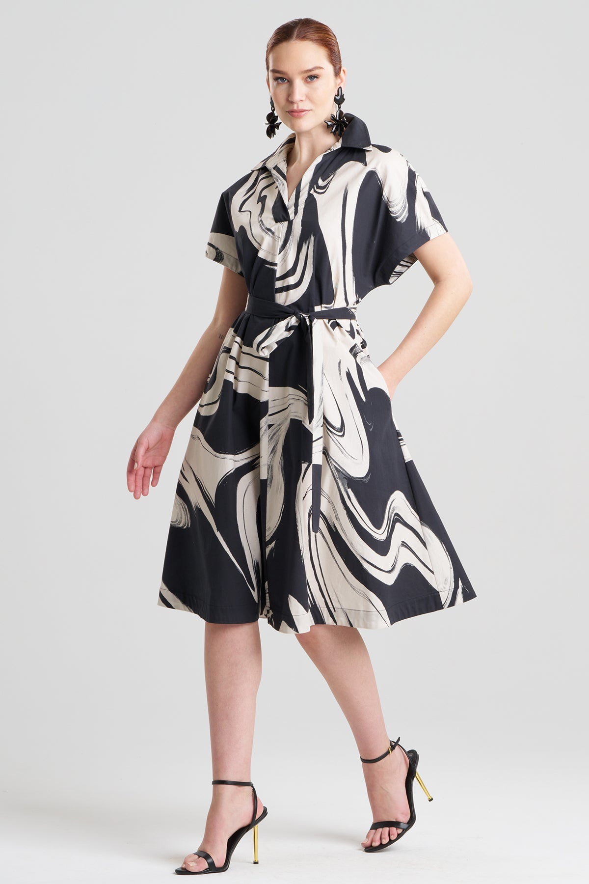 Kaze Cotton Short Sleeve Trapeze Dress