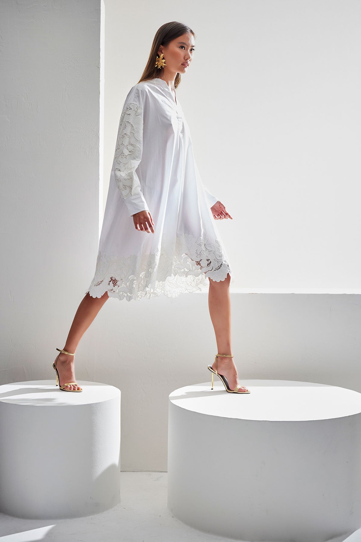 Kumo Embroidery Applique Oversized Shirtdress