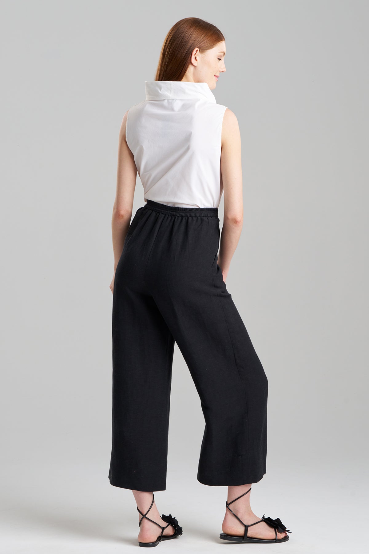 Light Weight Linen Cropped Wide Leg Pants
