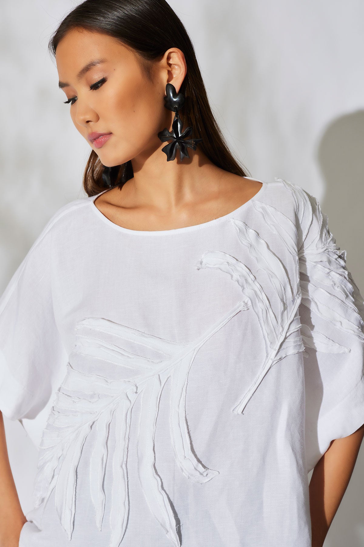 Light Weight Linen Embroidered Caftan Top