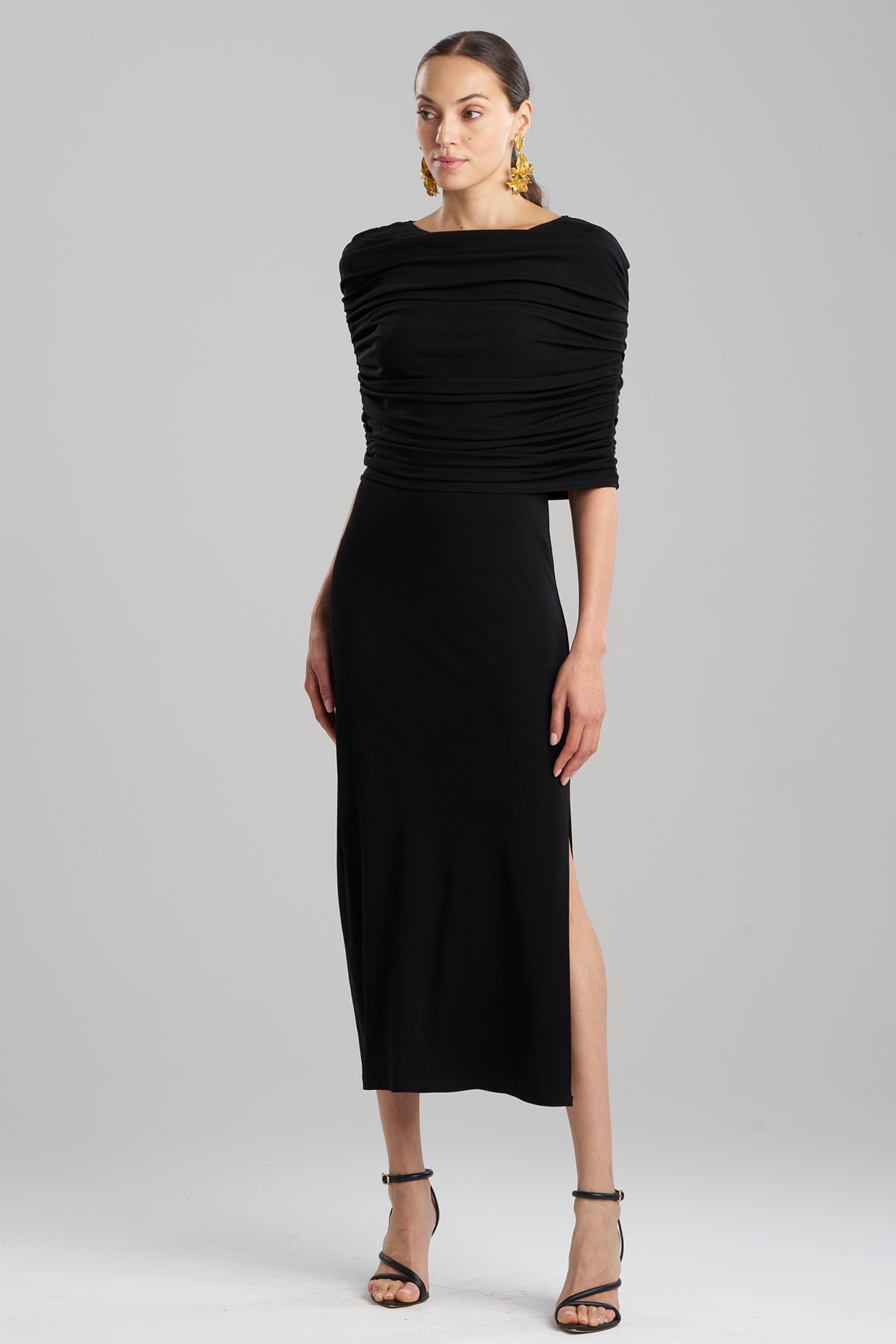 Matte Jersey Rouched Shoulder Dress