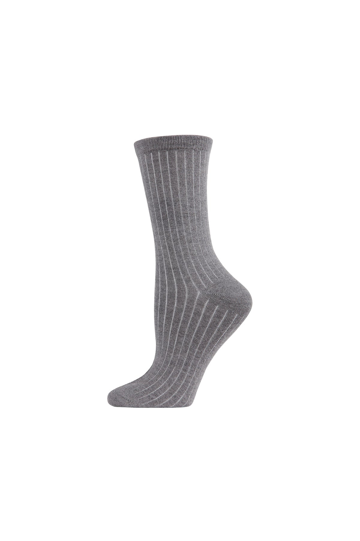 Ribbed Cashmere Crew Socks - dark gray heather