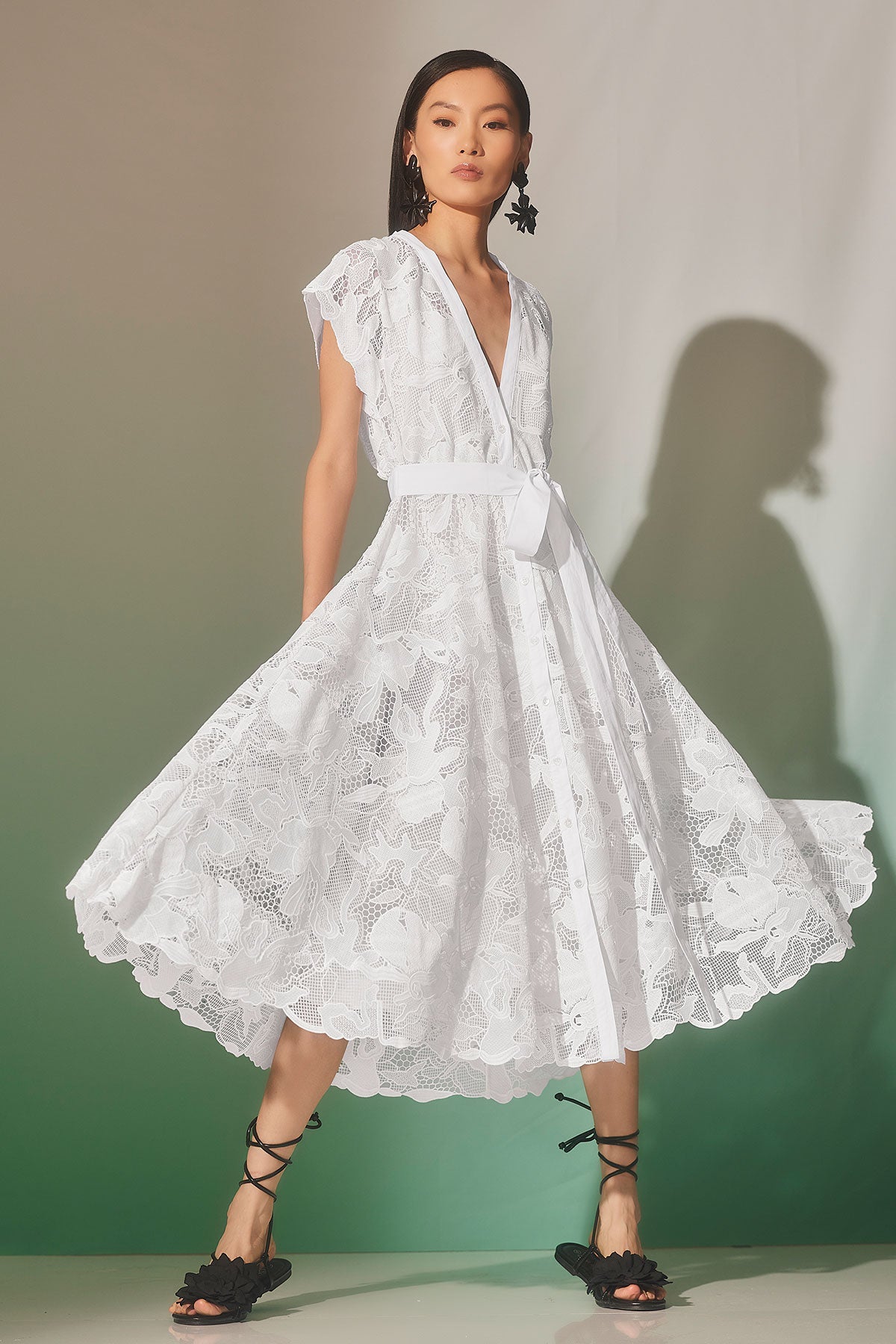 Nishi Lace Tie Front Dress