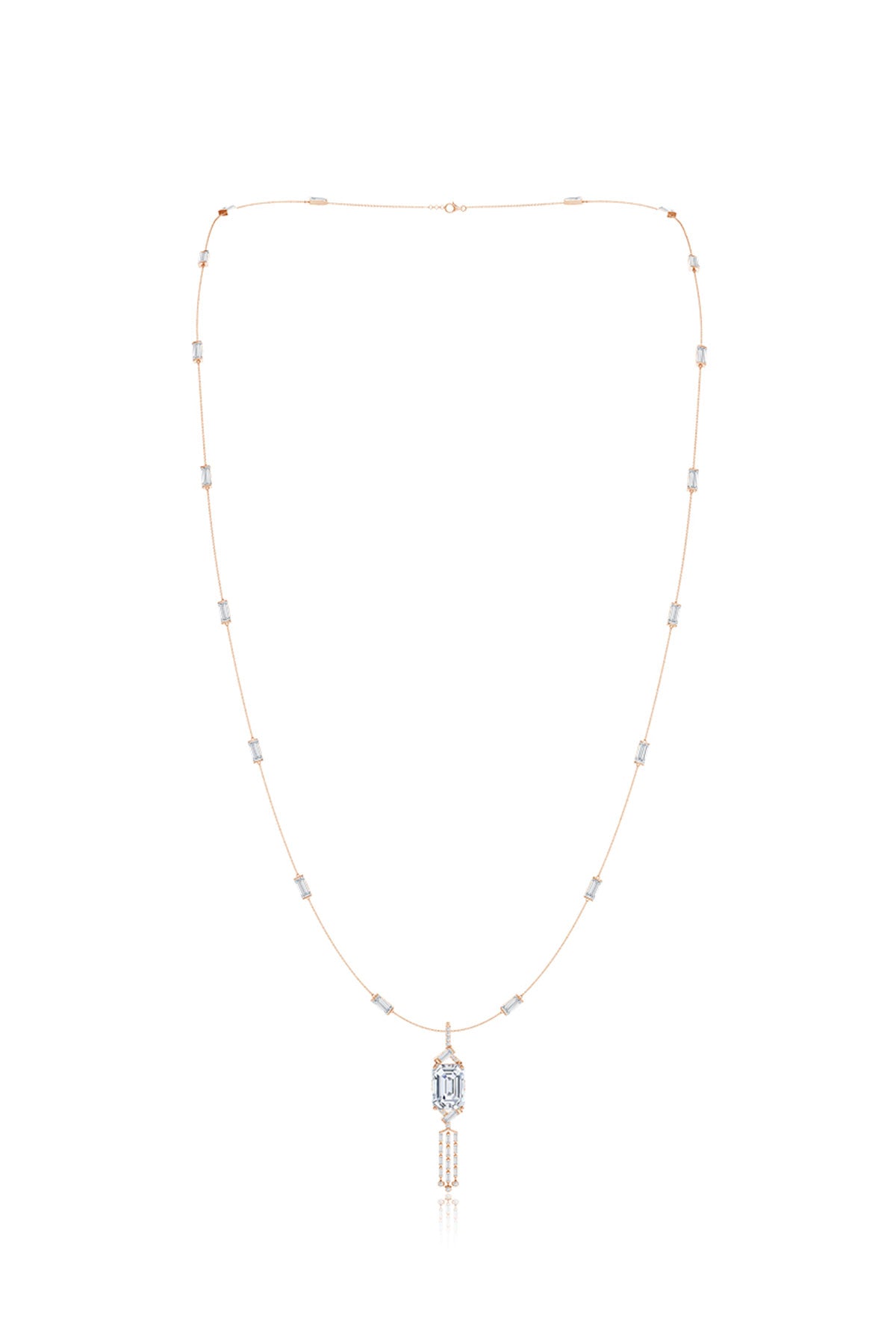 Orient Express Lab-Grown 14K Gold Baguette & Diamond Detachable Tassel Pendant Chain Necklace