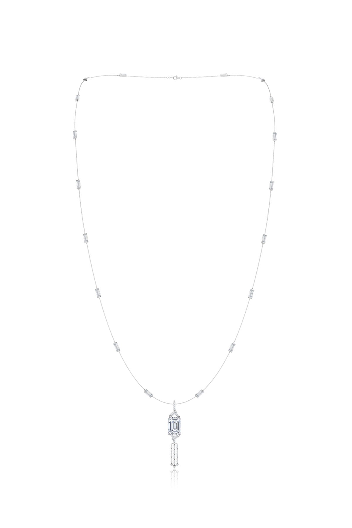 Orient Express Lab-Grown 14K Gold Baguette & Diamond Detachable Tassel Pendant Chain Necklace