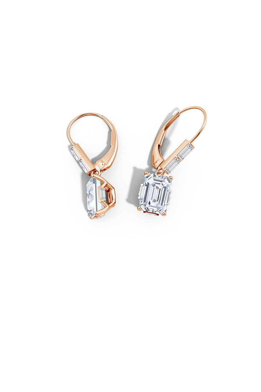 Orient Express Lab-Grown 14K Gold & Emerald Cut Diamond Earrings