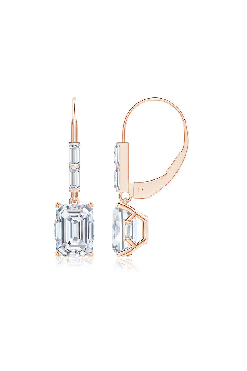 Orient Express Lab-Grown 14K Gold & Emerald Cut Diamond Earrings