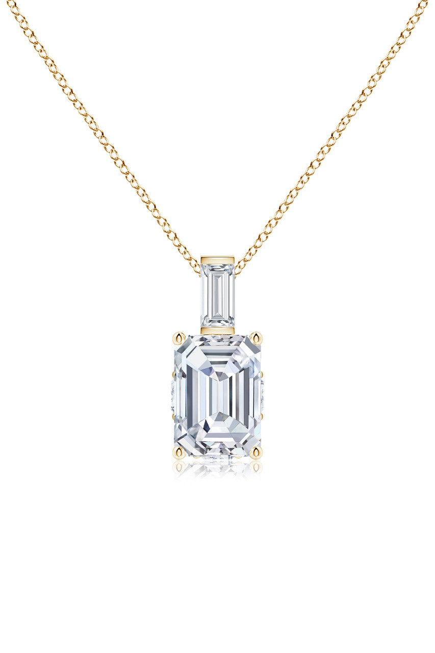Orient Express Lab-Grown 14K Gold & Emerald Cut Diamond Pendant Necklace
