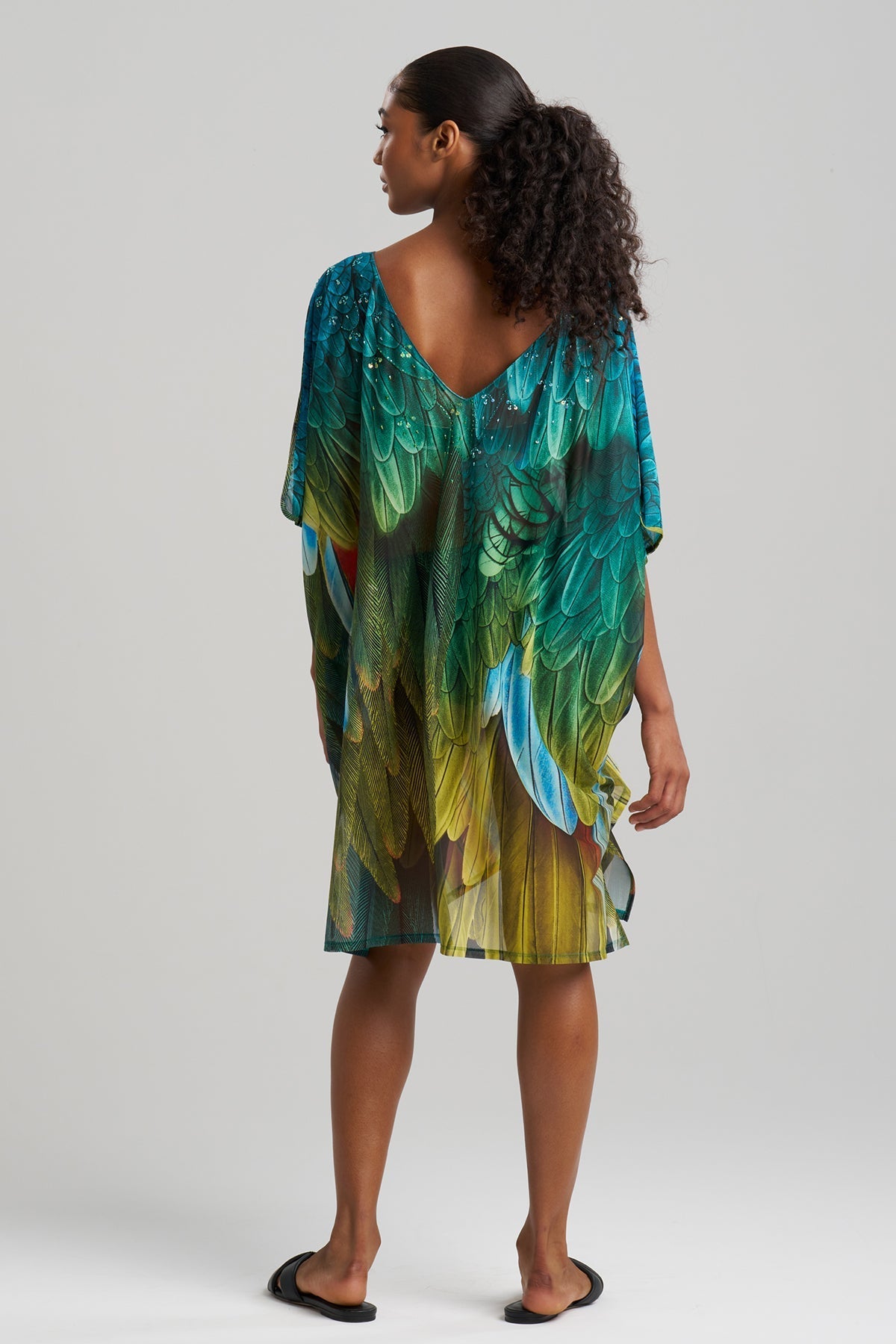 Paradise Printed Mesh Beaded Caftan