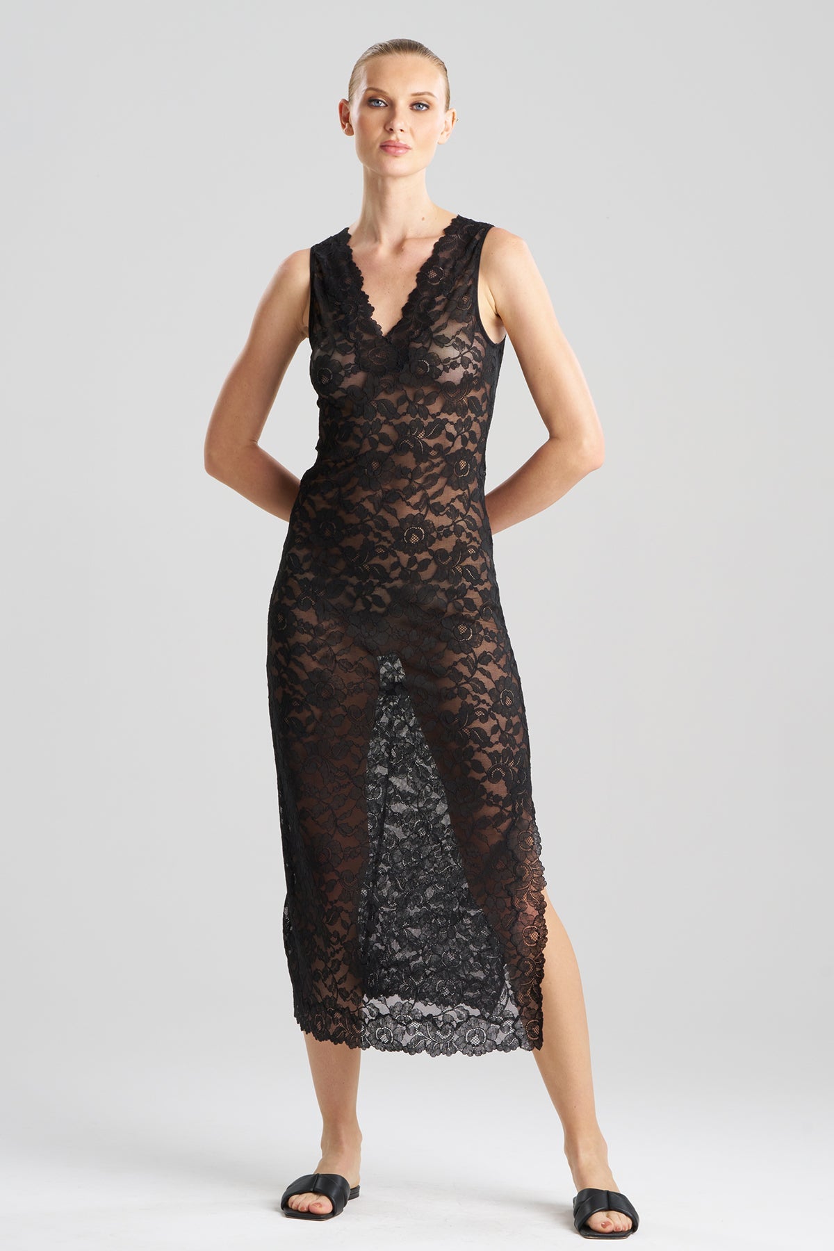 Peony Allover Lace V-Neck Slip Dress