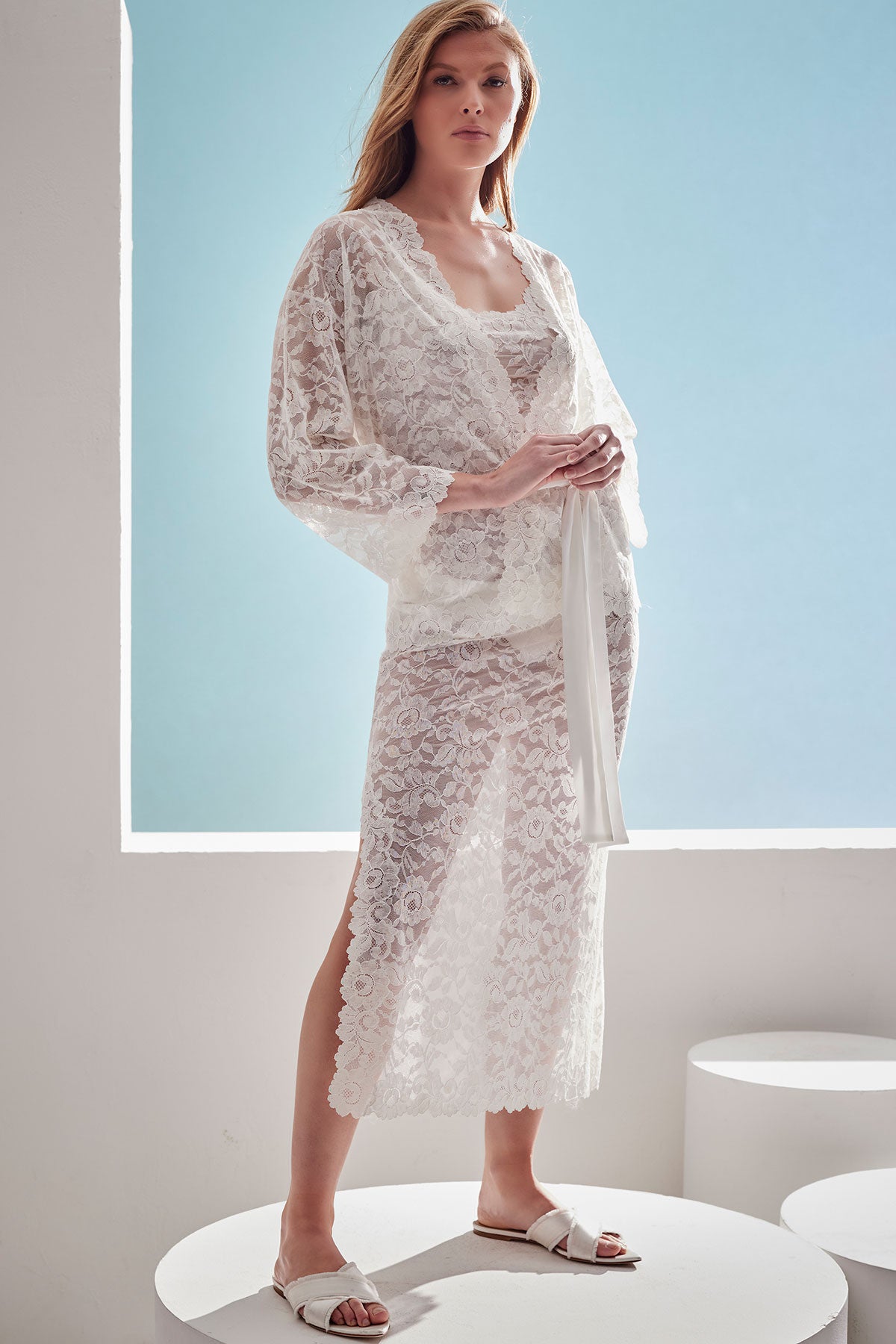 Peony Allover Lace Slip Dress