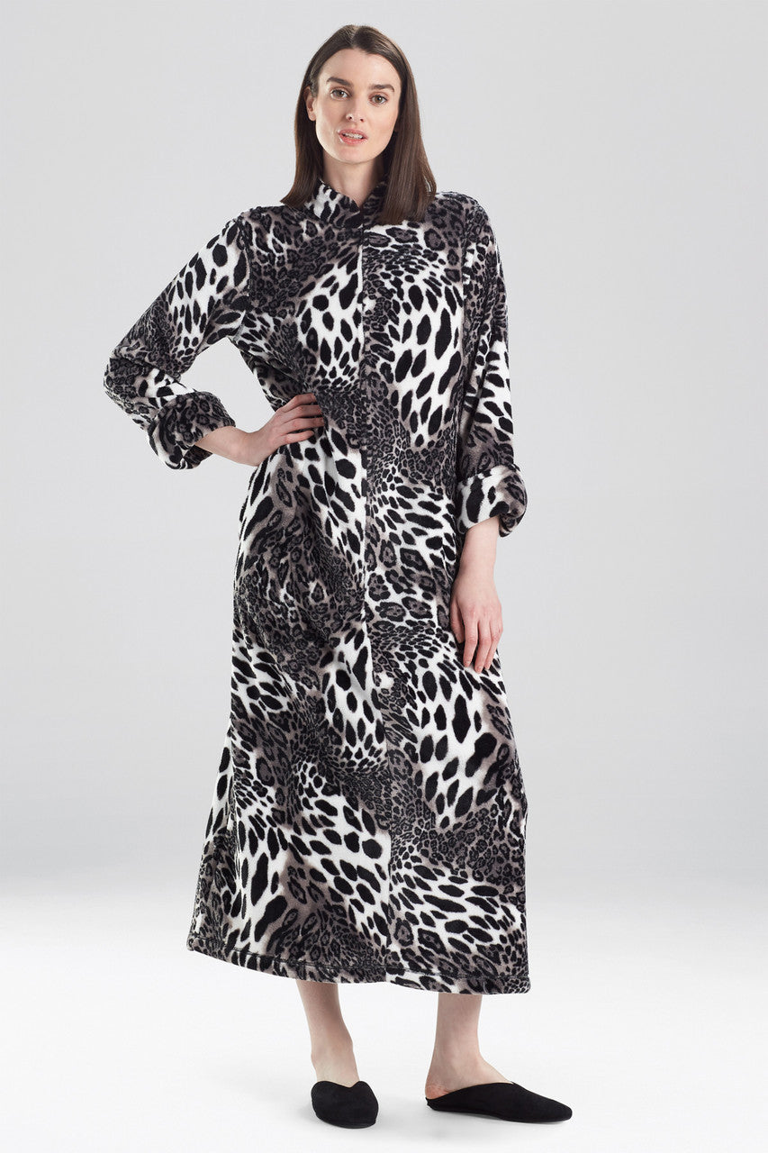 Plush Leopard Zip Caftan