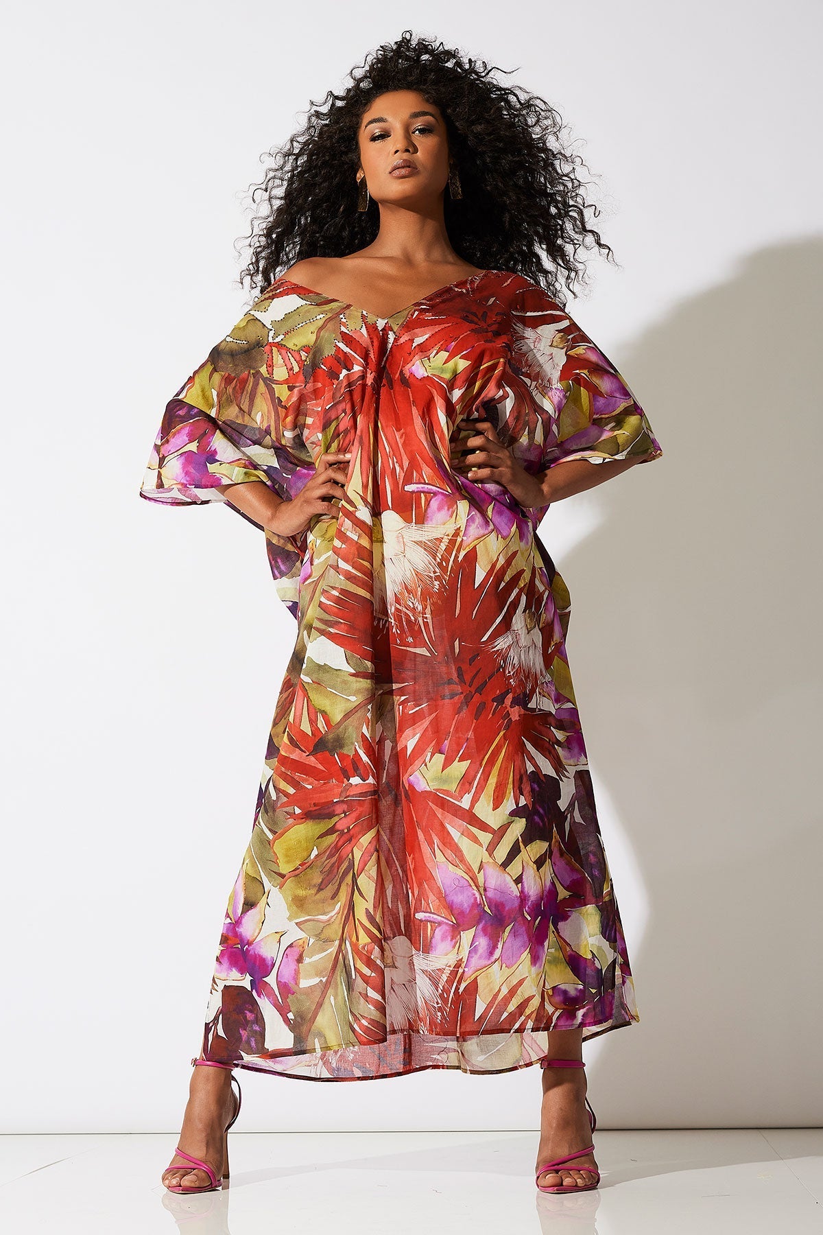 Rainforest Cotton Beaded Caftan