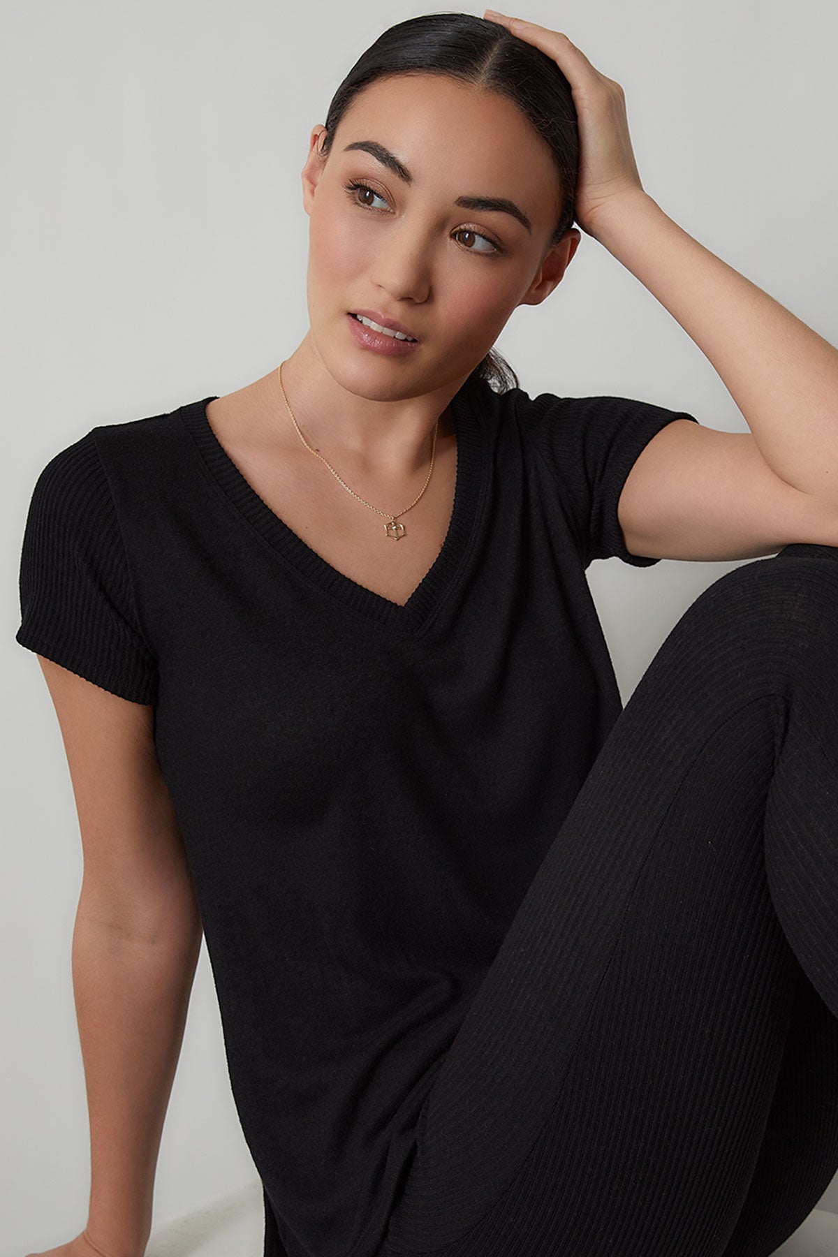 Indochine Spirit 14k Bamboo Frame Cross Diamond Pendant Necklace