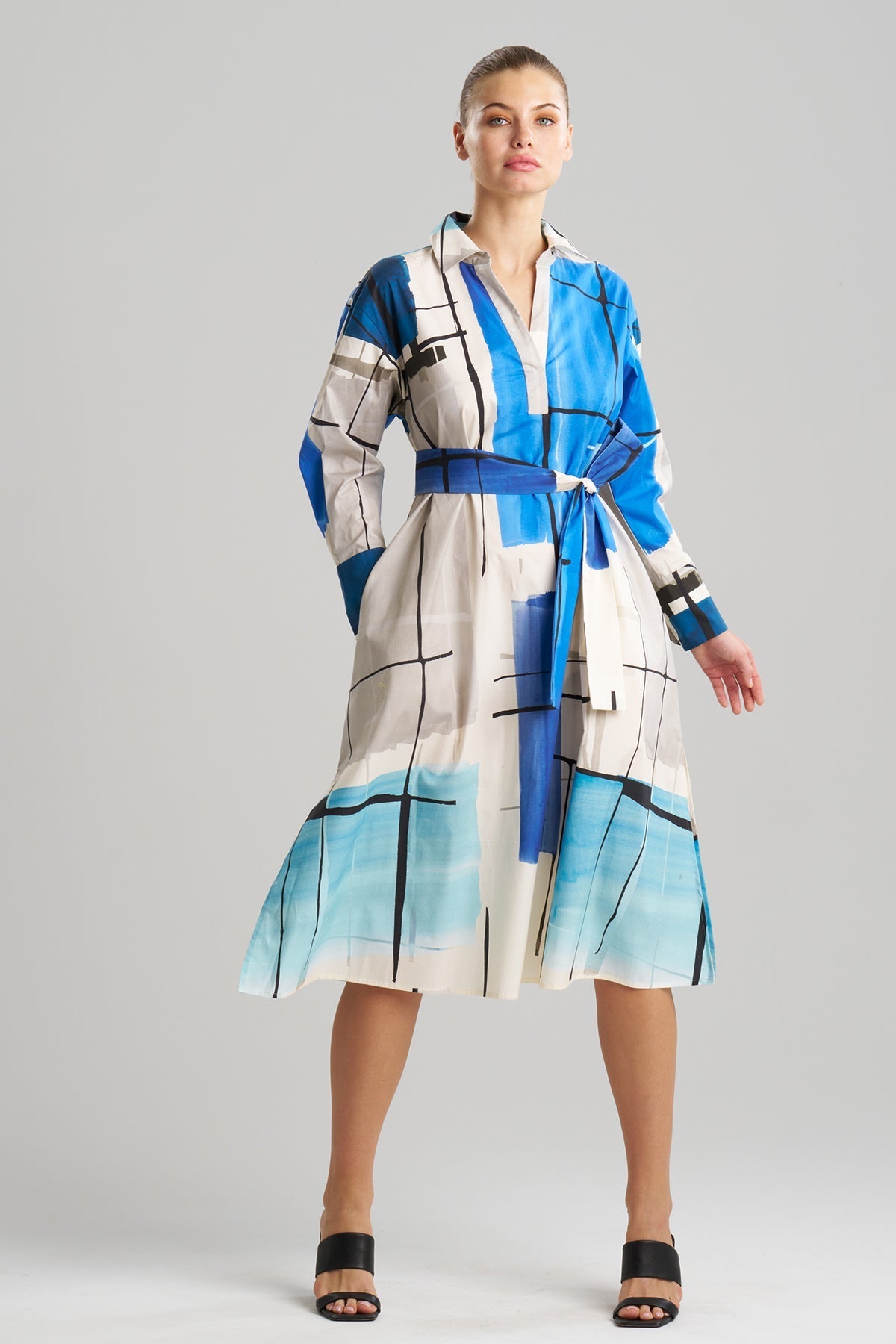 Sorairo Printed Cotton Poplin Oversized Shirtdress