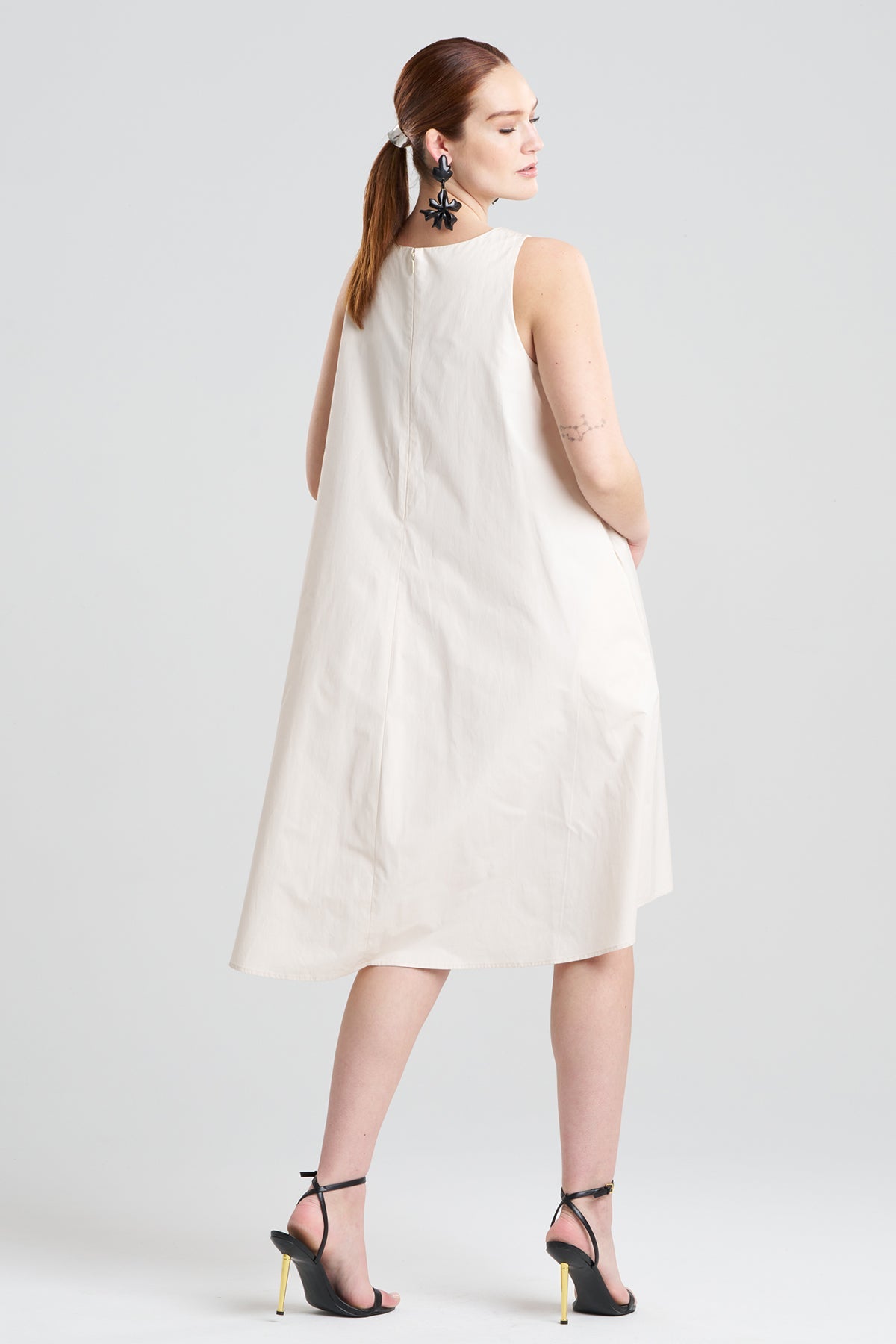 Tech Cotton Taffeta Asymmetric Dress