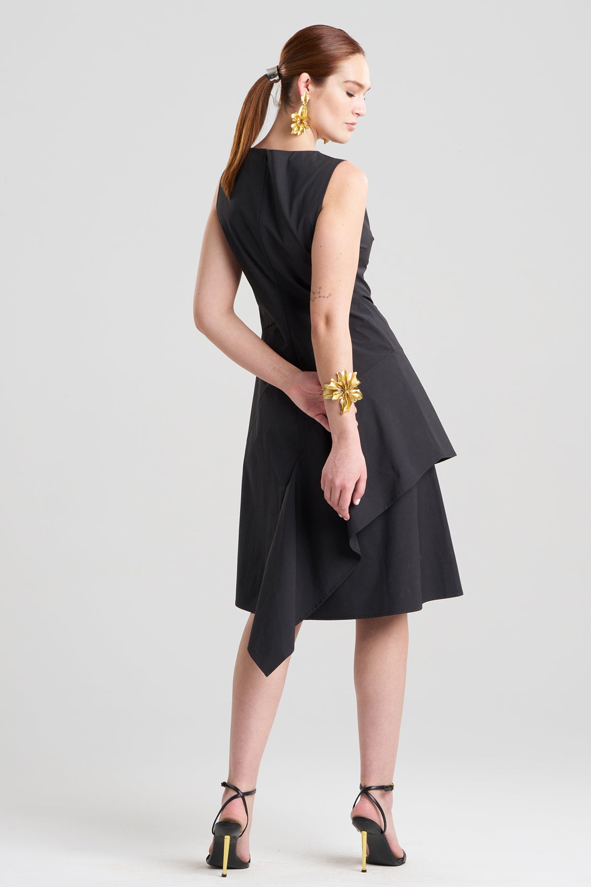 Tech Cotton Taffeta Asymmetric Origami Dress