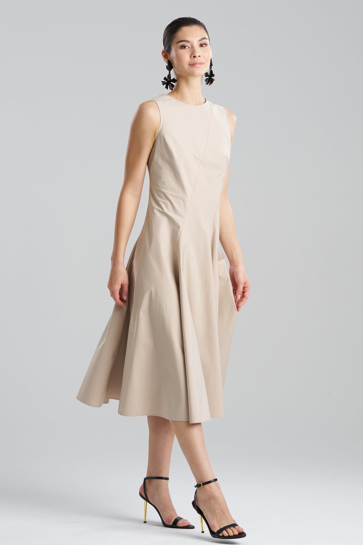 Tech Cotton Taffeta Asymmetrical Seam Dress